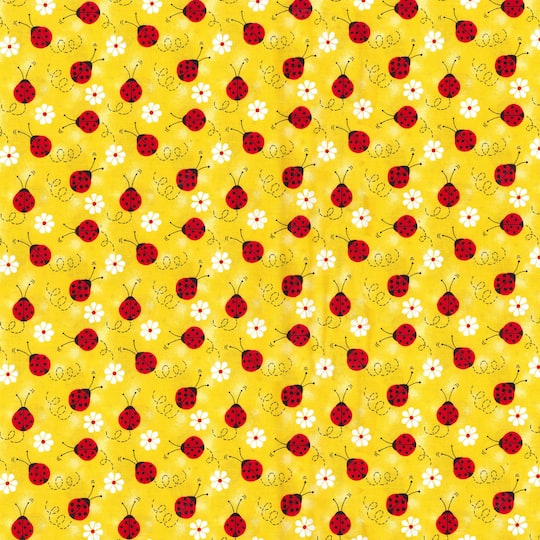 Fabric Traditions Ladybug &#x26; Daisy Novelty Cotton Fabric
